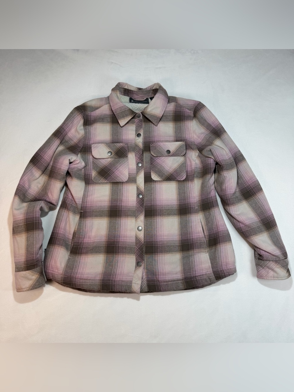 Free Country Women's Koshi Adirondack Flannel Shirt Jacket in a pink and brown